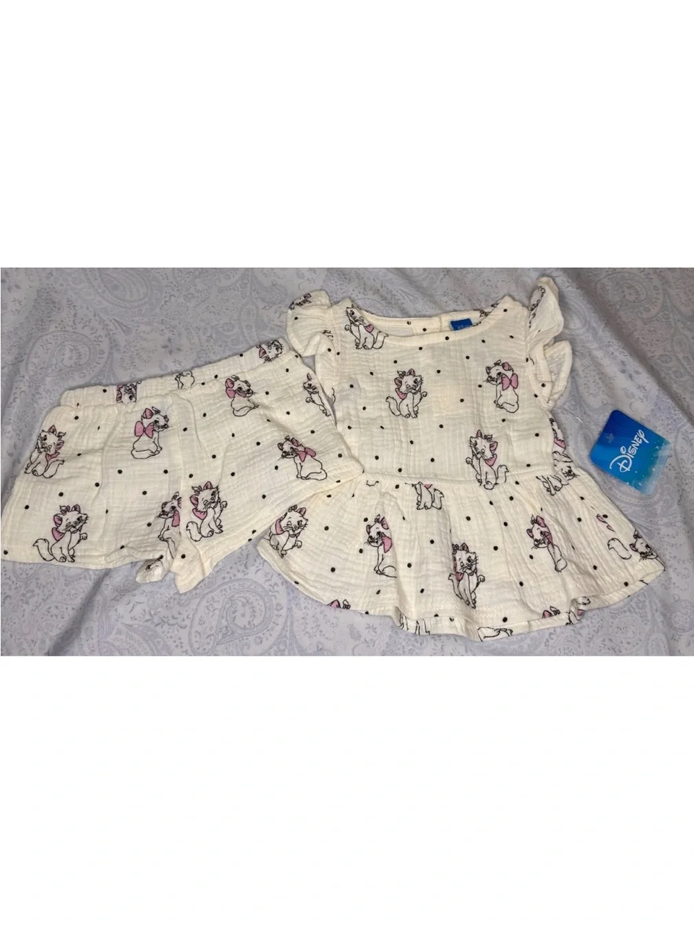 Disney The Aristocats Marie 100% Cotton 2 piece top & shorts